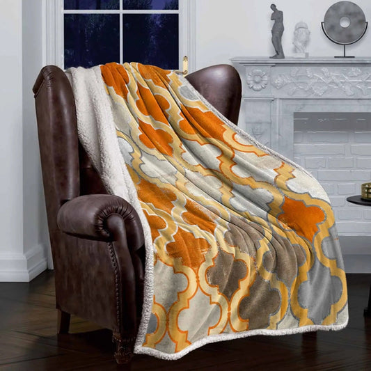 Cashmere Blanket in Vintage Orange with Moroccan Style for Home Decor