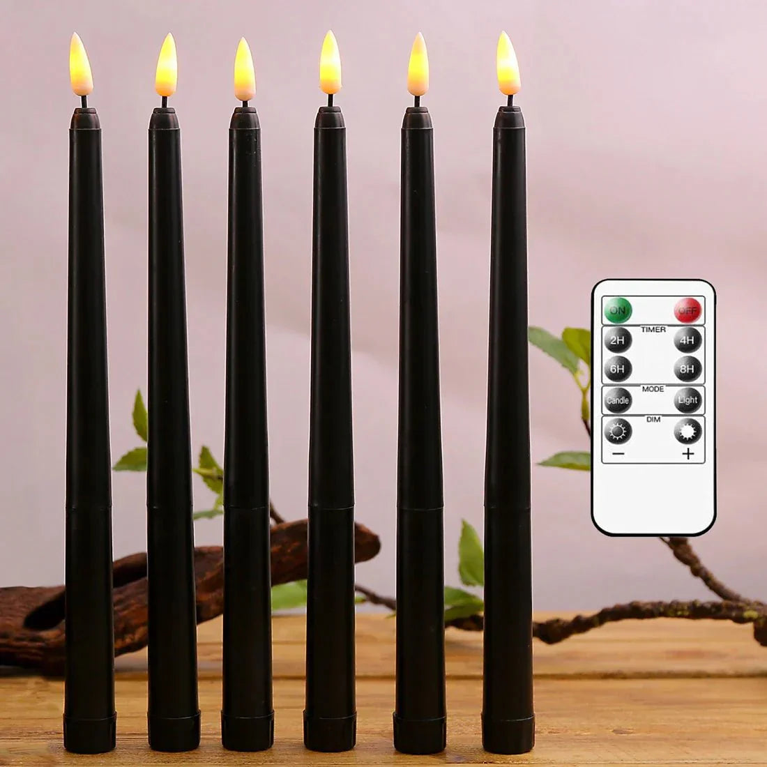 Black LED Candles with Remote for Halloween Decor and Ambiance