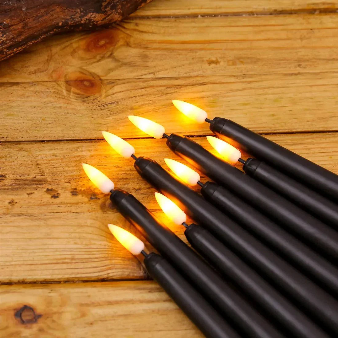 Black LED Candles with Remote for Halloween Decor and Ambiance