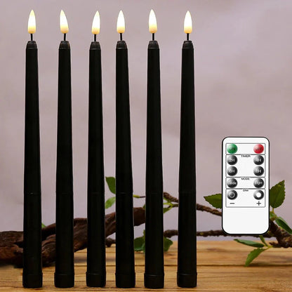 Black LED Candles with Remote for Halloween Decor and Ambiance