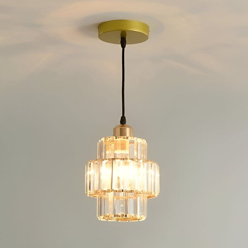 Crystal Clear Round Ceiling Light for Home and Office - Elegant Step Design