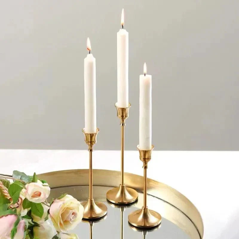 Golden Candle Holders for Romantic Home Decor and Elegant Ambiance