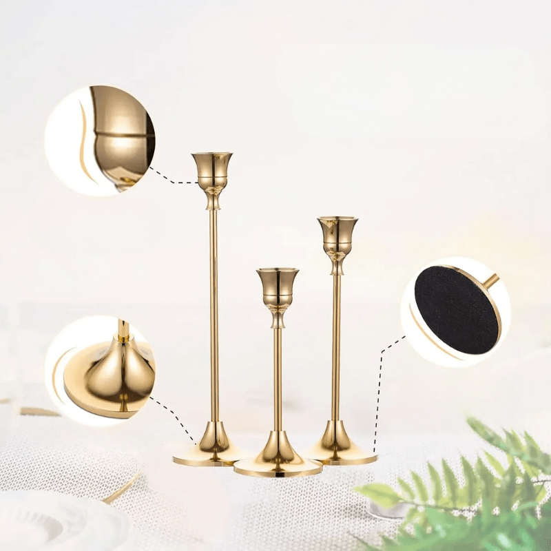 Golden Candle Holders for Romantic Home Decor and Elegant Ambiance